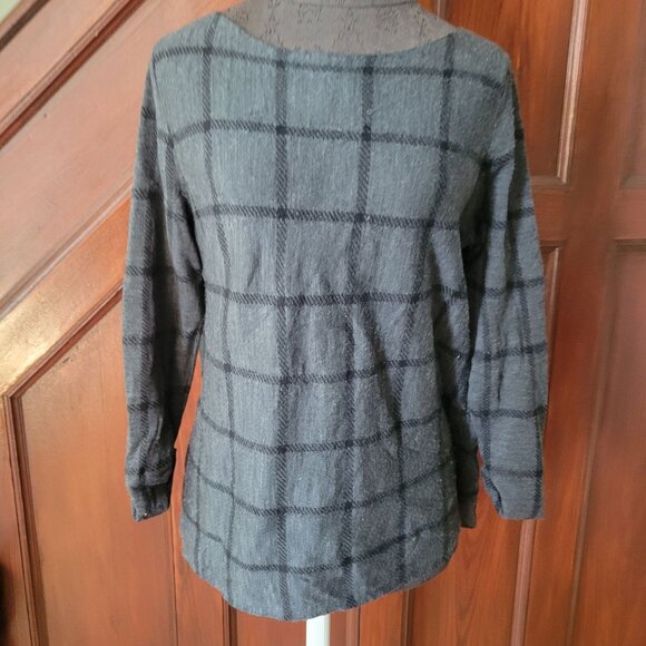 Tahari Womens Gray Plaid Merino Wool Sweater M - Picture 1 of 5